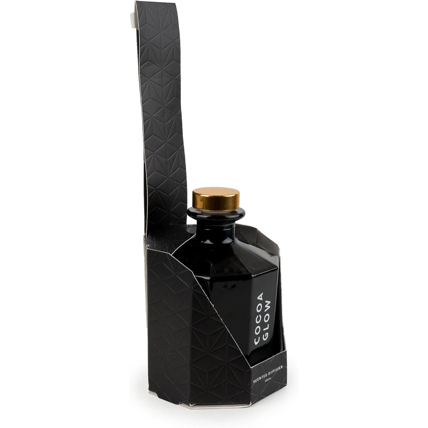 Cocoa Reed Diffuser Black Octagonal Glass Bottle 250ml - Home Deco London