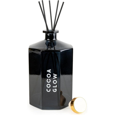 Cocoa Reed Diffuser Black Octagonal Glass Bottle 1000ml - Home Deco London