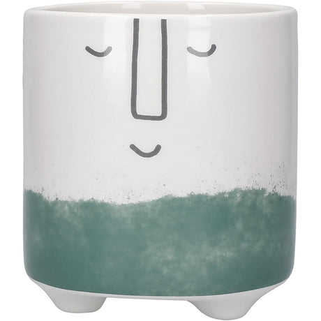 KitchenCraft Green Ombre Planter Smiley Face Pot Ceramic - Home Deco London