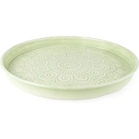 Enamel Tray in Light Green 32.5cm Embossed Enamel - Home Deco London