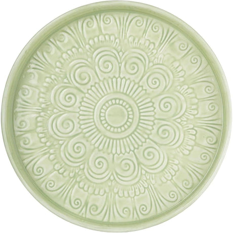 Enamel Tray in Light Green 32.5cm Embossed Enamel - Home Deco London