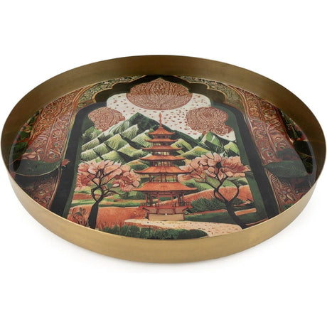Silk Road Collection Round Metal Samarkand Tray - Home Deco London