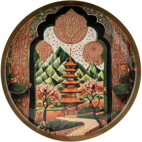 Silk Road Collection Round Metal Samarkand Tray - Home Deco London