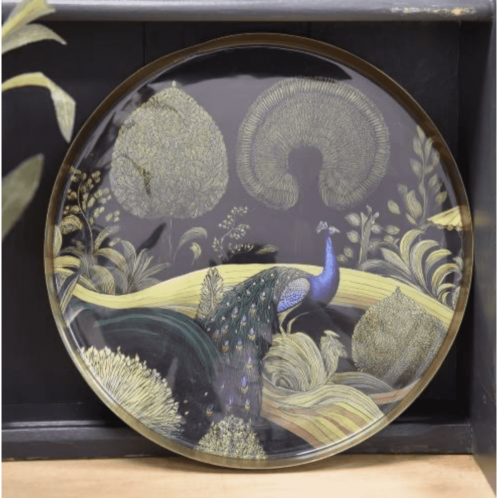 Silk Road Collection Round Metal Bukhara Tray - Home Deco London