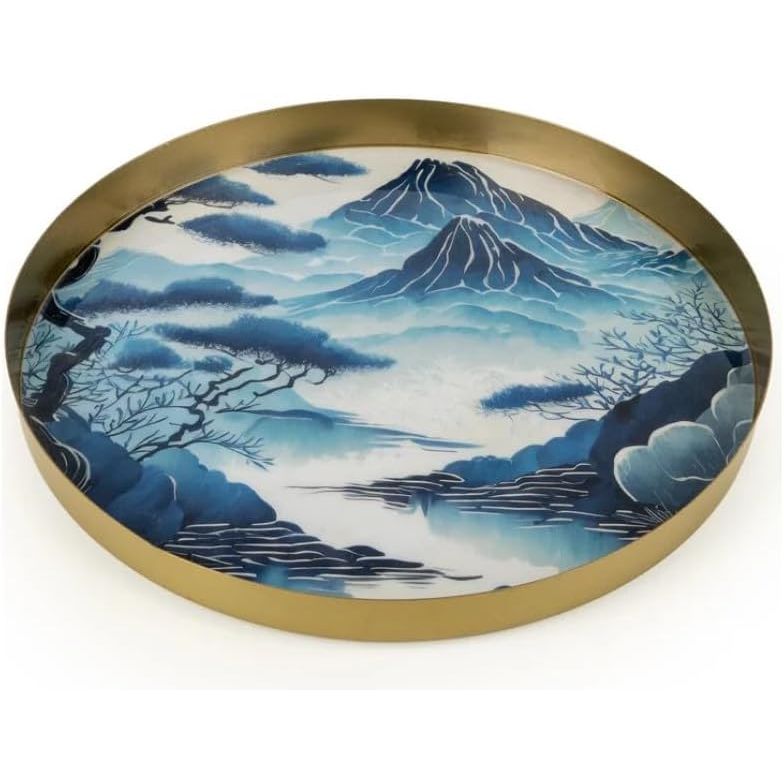 Silk Road Round Tianshui Decorative Metal Tray - Home Deco London