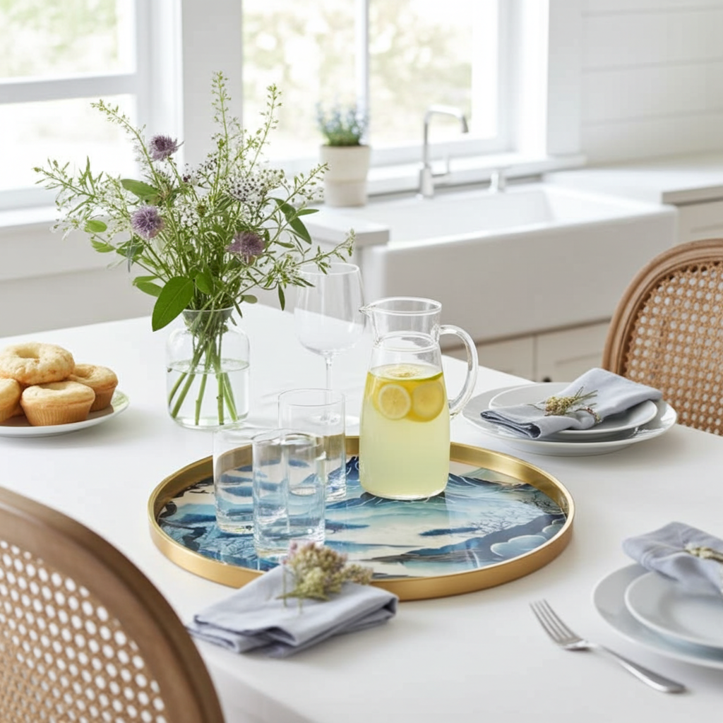 Silk Road Round Tianshui Decorative Metal Tray - Home Deco London