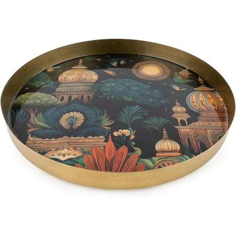Silk Road Collection Round Metal Jaisalmer Tray - Home Deco London