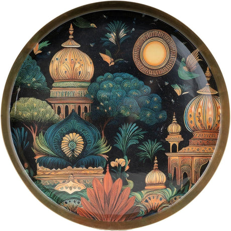 Silk Road Collection Round Metal Jaisalmer Tray - Home Deco London
