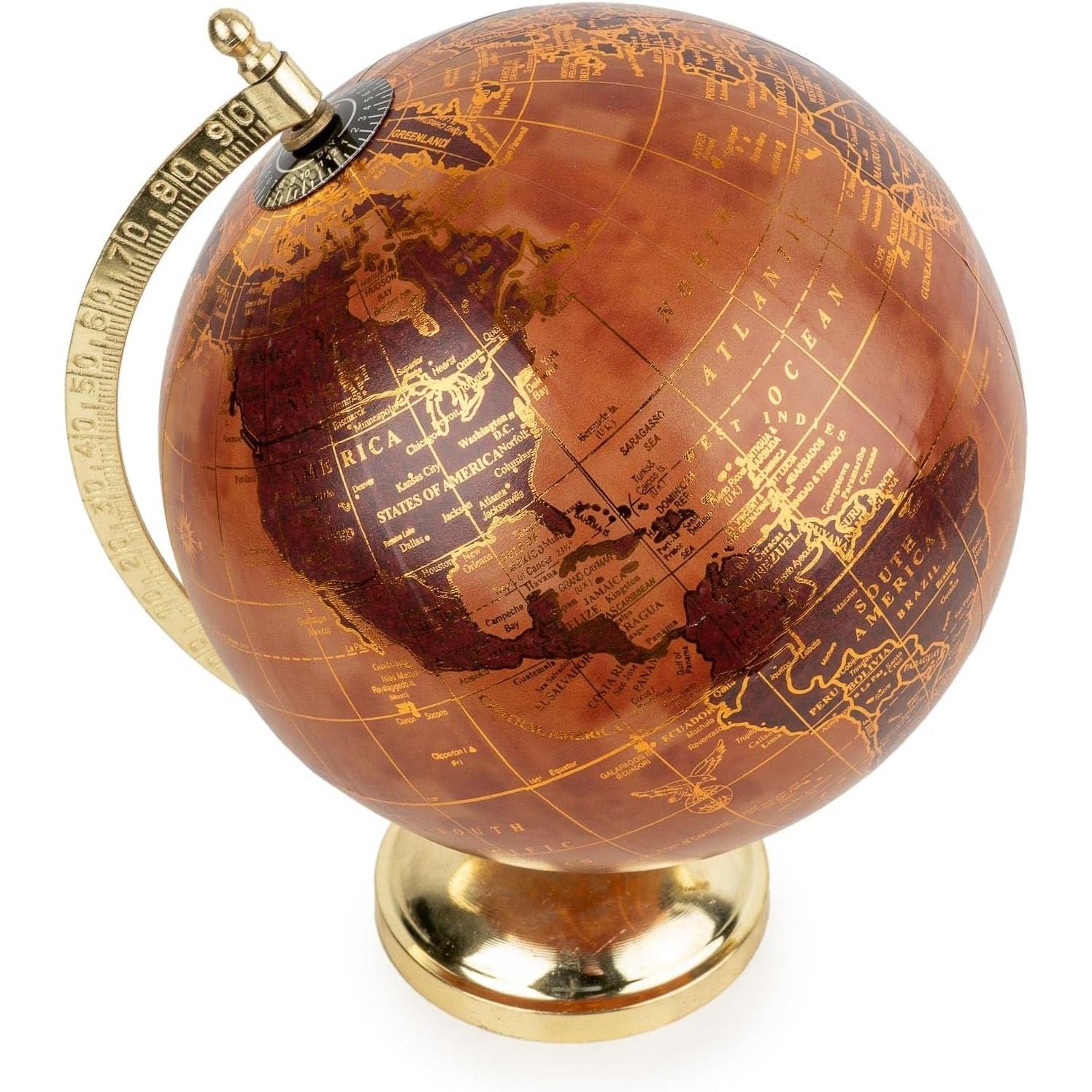 Vintage Terracotta and Gold World Globe - Home Deco London