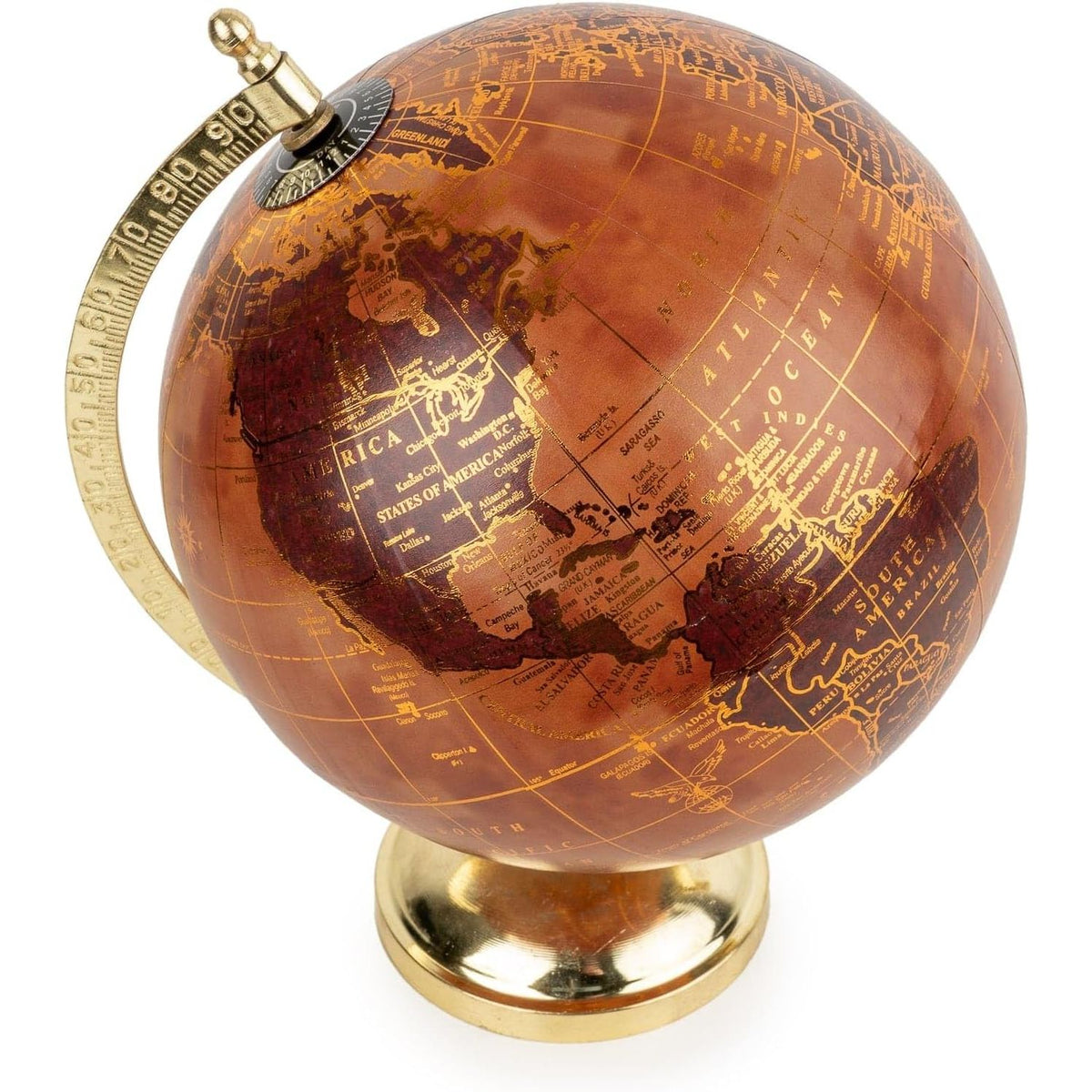 Vintage Terracotta and Gold World Globe - Home Deco London