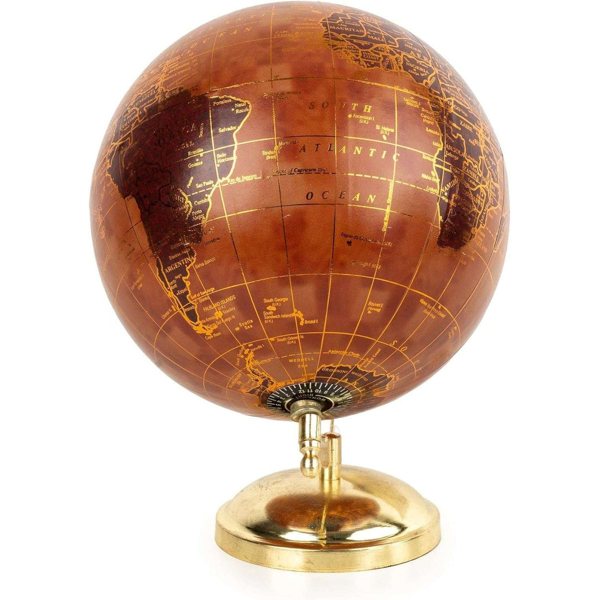 Vintage Terracotta and Gold World Globe - Home Deco London