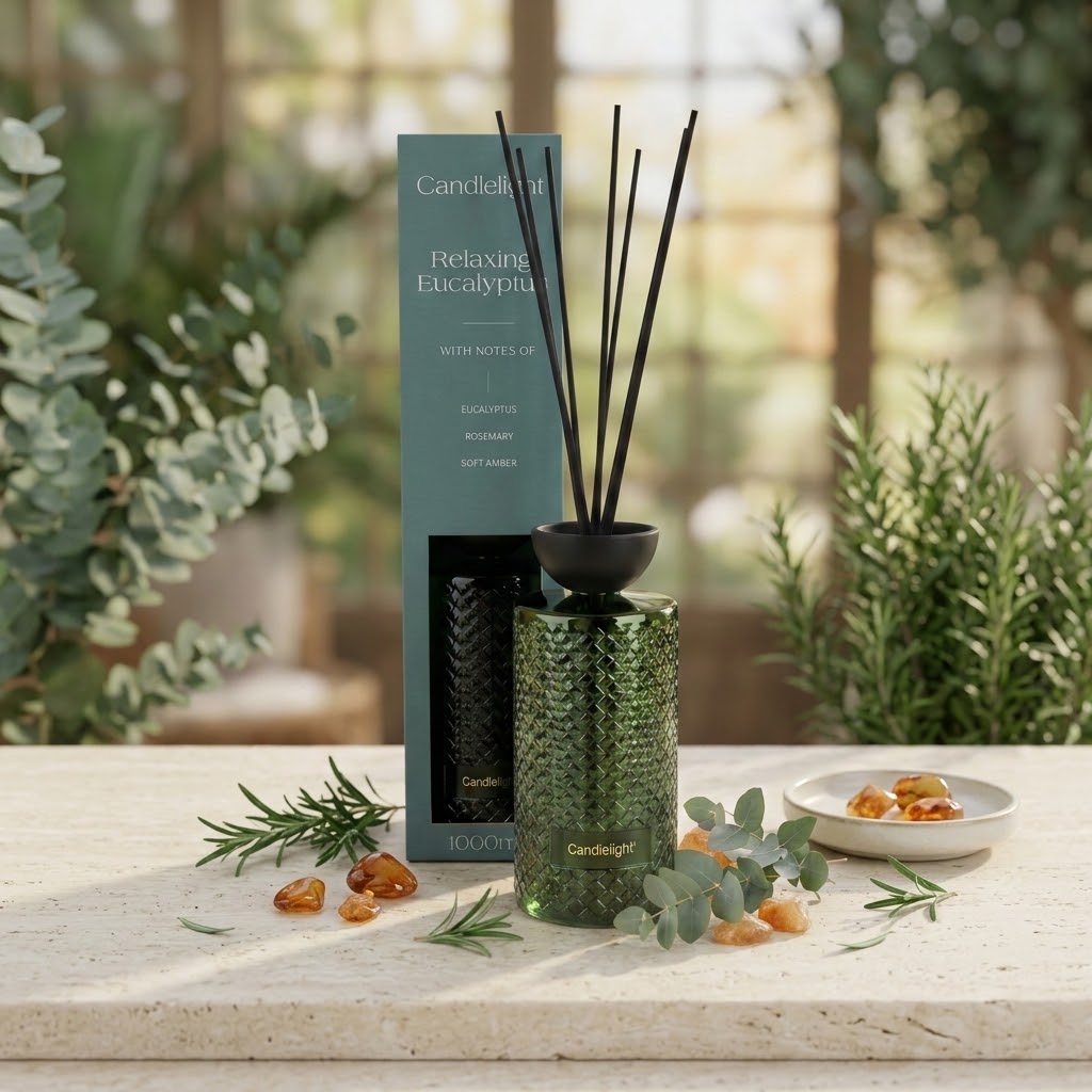 Embossed Bottle 1000ml Relaxing Eucalyptus Reed Diffuser