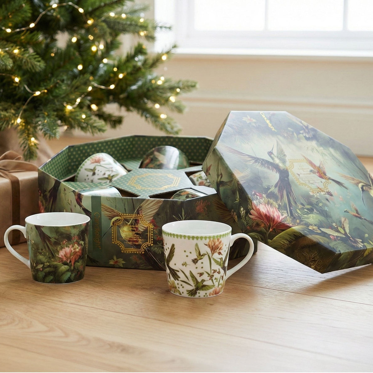 Eastern Birds Collection Green Mugs Set of 5 with Gift Box