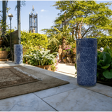 Sumatra Elegant 45cm Blue And White Cylinder Vase - Home Deco London