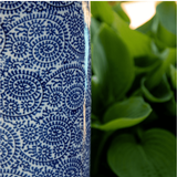 Sumatra Elegant 45cm Blue And White Cylinder Vase - Home Deco London