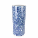 Sumatra Elegant 45cm Blue And White Cylinder Vase - Home Deco London