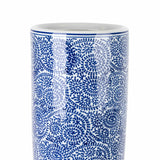 Sumatra Elegant 45cm Blue And White Cylinder Vase - Home Deco London