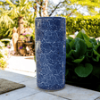 Sumatra Elegant 45cm Blue And White Cylinder Vase - Home Deco London