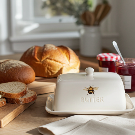 Elegant Bumblebee Ceramic Butter Dish with Lid - Home Deco London