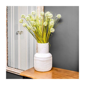 Elegant Cream Wide Neck Vase With Ridges - 30cm Smooth Finish For Chic Home Décor - Home Deco London