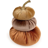 Pumpkin Set of 3 Stacked Velour Autumn Cushions - Home Deco London