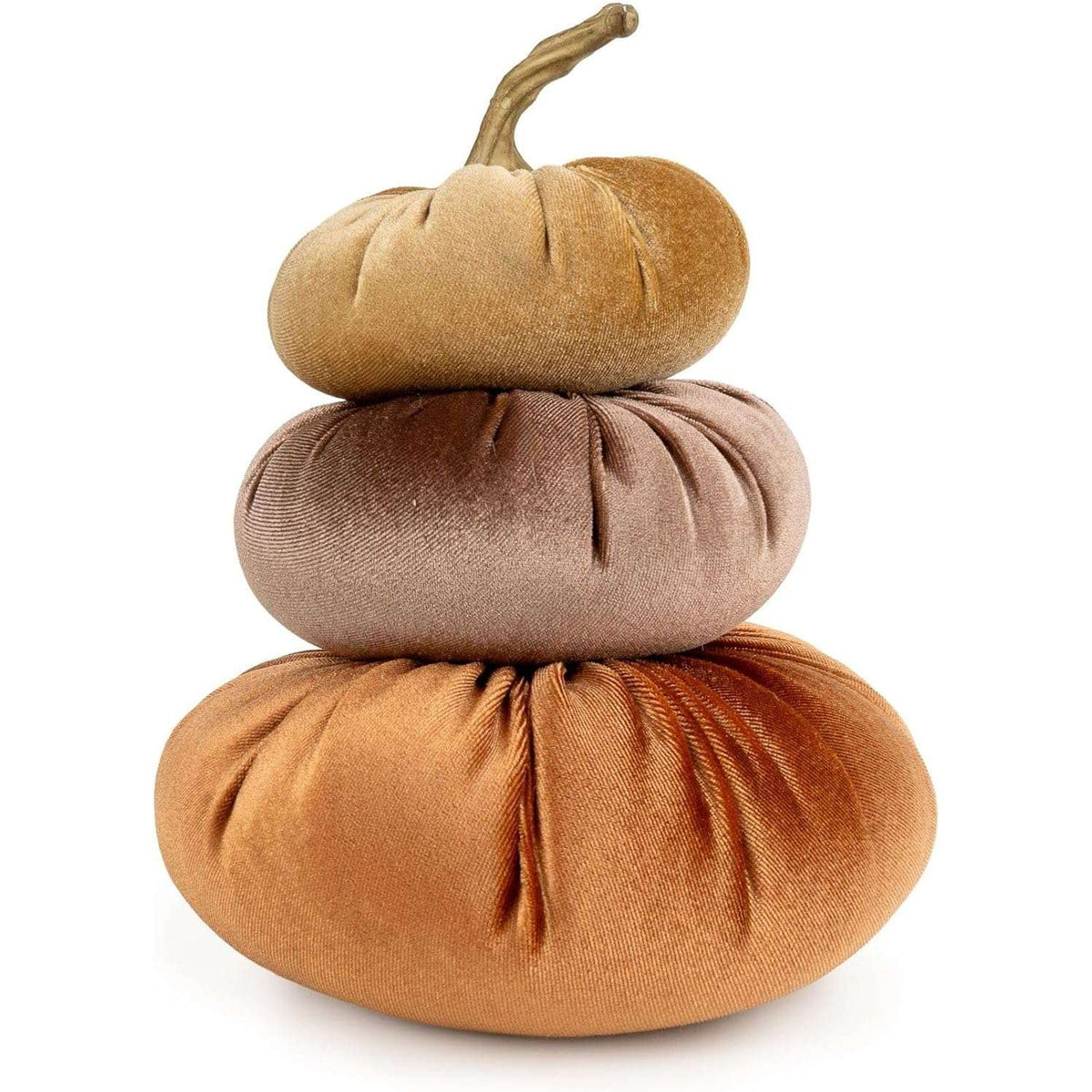 Pumpkin Set of 3 Stacked Velour Autumn Cushions - Home Deco London