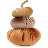Pumpkin Set of 3 Stacked Velour Autumn Cushions - Home Deco London