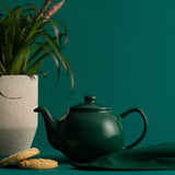 Emerald Green 2 Cup Stoneware Teapot - Durable, Heat Retaining with 450ml Capacity - Home Deco London
