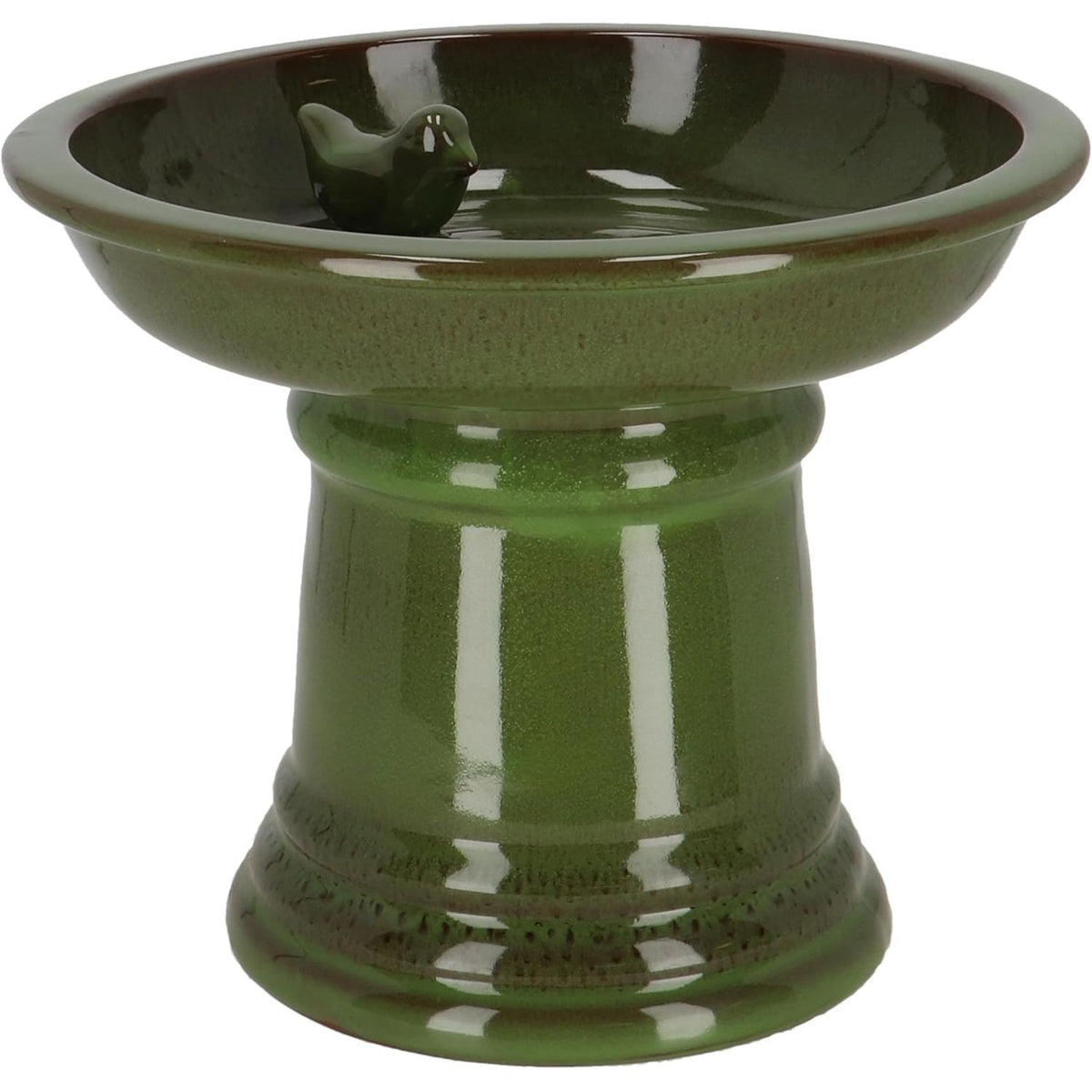 Esschert Design Small Ceramic Green Bird Bath on Pedestal - Home Deco London