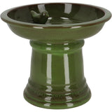 Esschert Design Small Ceramic Green Bird Bath on Pedestal - Home Deco London