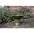 Esschert Design Small Ceramic Green Bird Bath on Pedestal - Home Deco London
