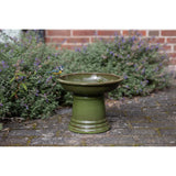 Esschert Design Small Ceramic Green Bird Bath on Pedestal - Home Deco London