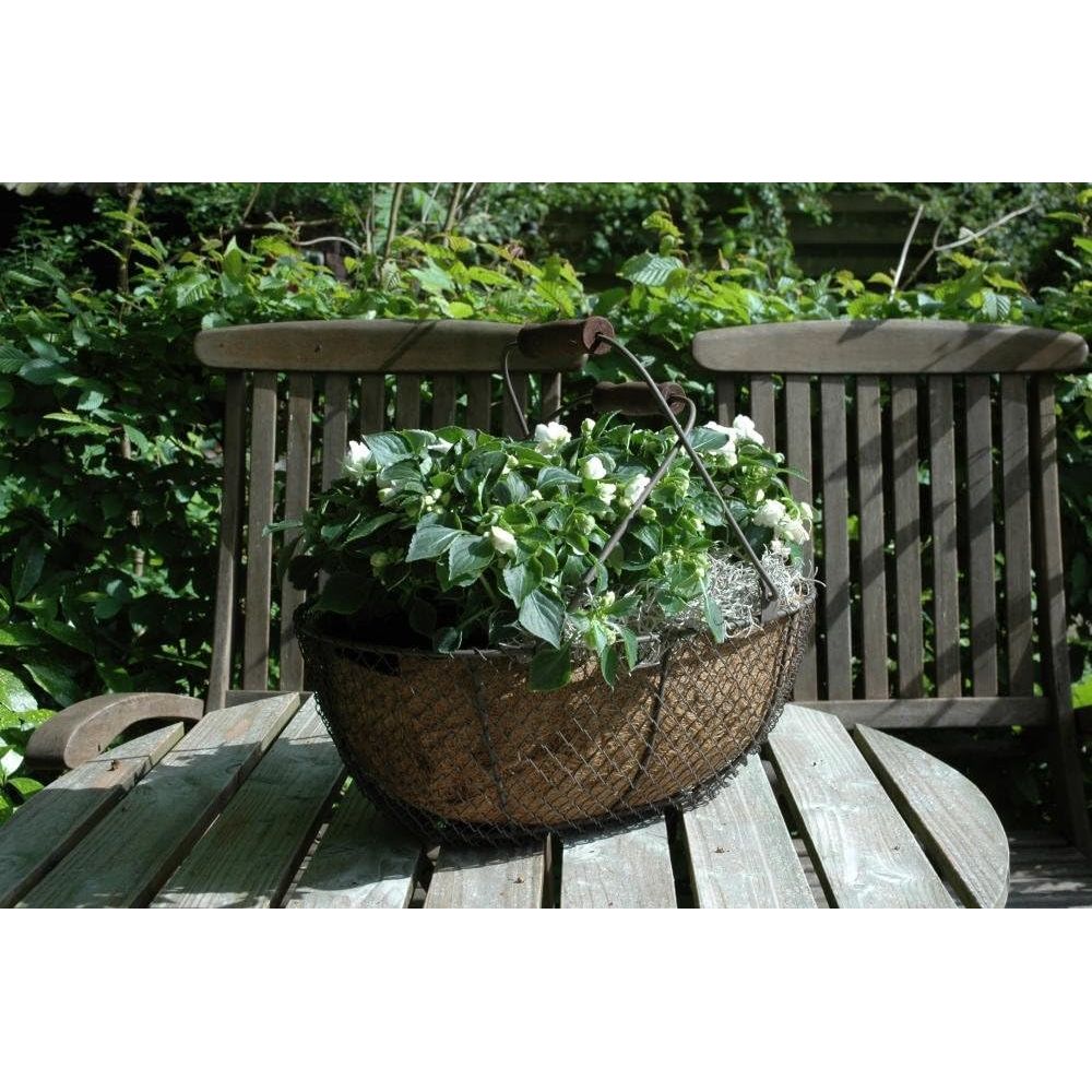 Esschert Design Set of 3 Oval Wire Baskets with Wooden Handles - Home Deco London