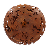 Fire ball laser cut rust woodland laser cut fire pit with flames, creating a warm atmosphere for outdoor events.