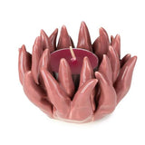 Beautiful setup with the Flower Shaped Tealight Holder in pink, illustrating its use as a centrepiece flower tealight holder.