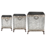 Footed planter square set of 3 zinc - outdoor garden planters perfect for flowers and herbs in any outdoor space.