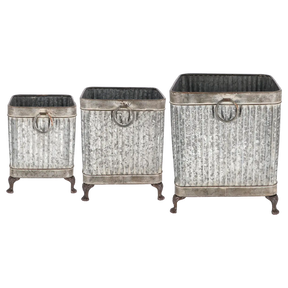 Footed planter square set of 3 zinc - outdoor garden planters perfect for flowers and herbs in any outdoor space.
