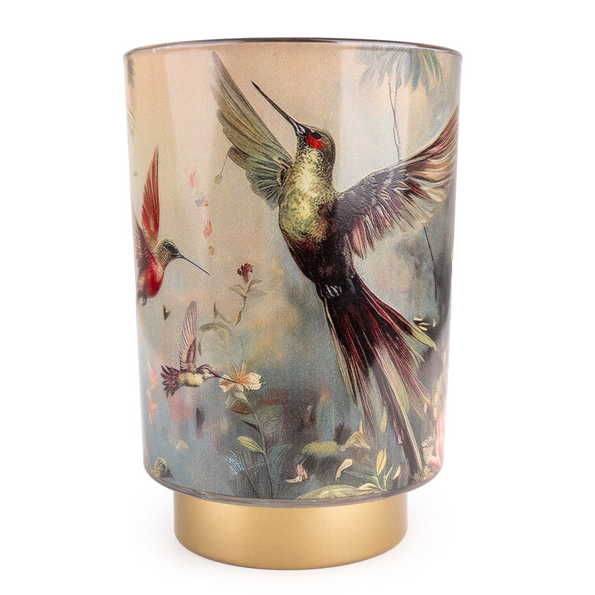 Glass LED Lantern- Hummingbird