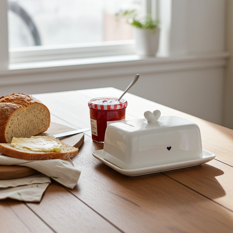 Heart Ceramic Butter Dish With Lid - Home Deco London
