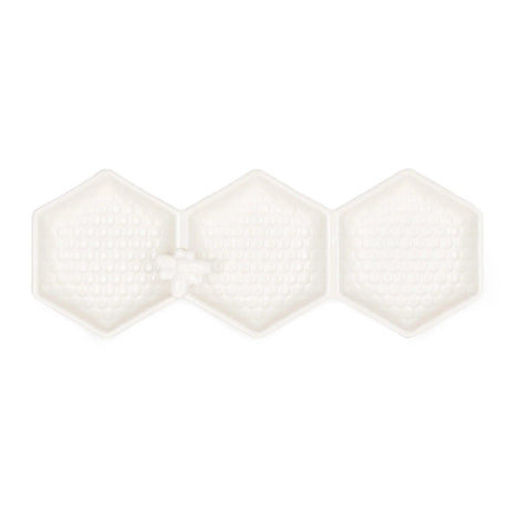 Hexagonal Ceramic Dip Dish with Embossed Bee Design - Home Deco London