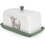 Highland Cow Ceramic Butter Dish with Lid Green Butter Dish - Home Deco London
