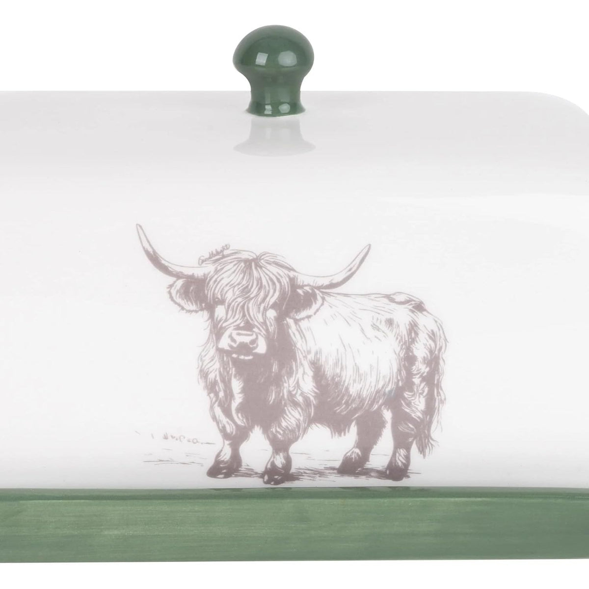 Highland Cow Ceramic Butter Dish with Lid Green Butter Dish - Home Deco London