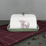 Highland Cow Ceramic Butter Dish with Lid Green Butter Dish - Home Deco London