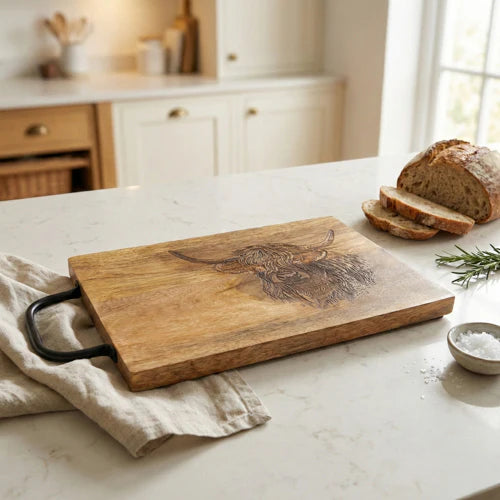 Highland Cow Chopping Board - Solid Wood - Home Deco London