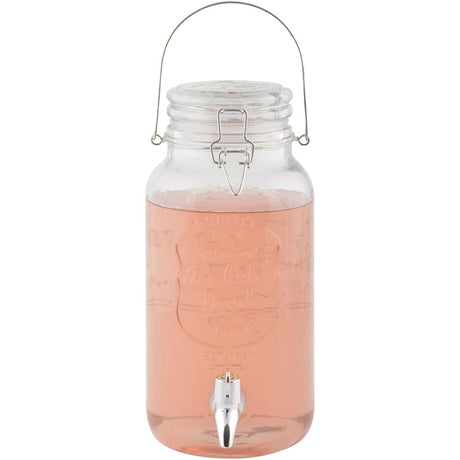 Juice dispenser Flip Top 3LT Clear Glass with Tap - Home Deco London