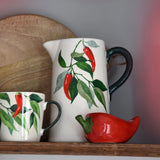 Large Ceramic Pitcher with Hand-Painted Chilli Design - Home Deco London