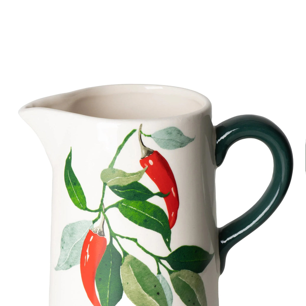 Large Ceramic Pitcher with Hand-Painted Chilli Design - Home Deco London