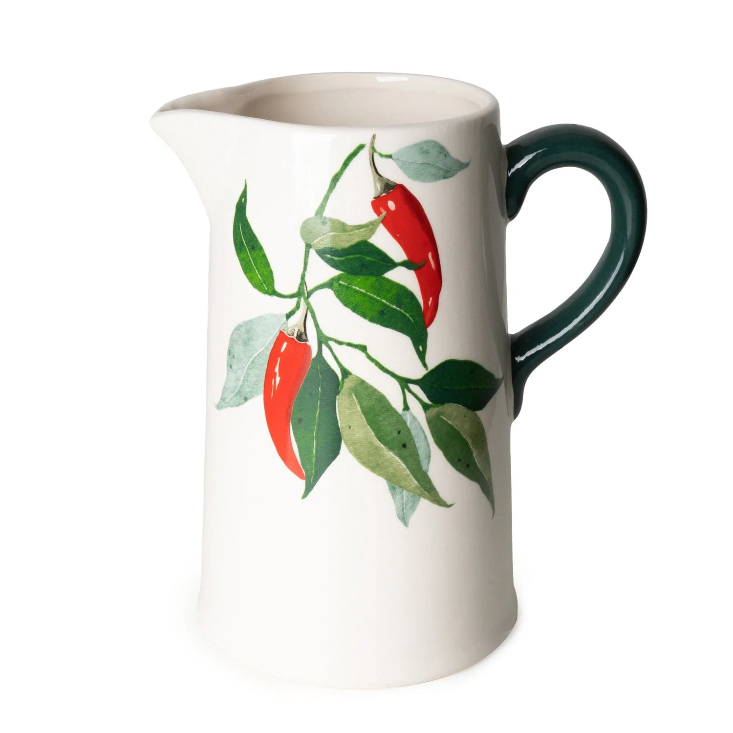 Large Ceramic Pitcher with Hand-Painted Chilli Design - Home Deco London