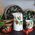 Large Ceramic Pitcher with Hand-Painted Chilli Design - Home Deco London