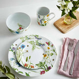 Home 16 Piece Set, Bumble Bee dinner set displaying a decorative mug adorned with bumble bee design.